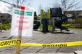 Caution taped COVID playground closed sign Royalty Free Stock Photo