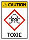 Caution Toxic GHS Sign On White Background