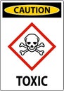 Caution Toxic GHS Sign On White Background