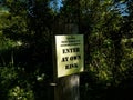 Caution trail subject to flooding enter at own risk sign Royalty Free Stock Photo