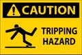 Caution Tripping Hazard Label Sign On White Background