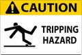 Caution Tripping Hazard Label Sign On White Background