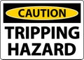 Caution Tripping Hazard Sign On White Background