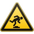 Caution unobtrusive obstacle. Safety sign. Measures to prevent danger in the workplace. Yellow triangle sign with black
