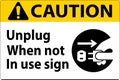 Caution Unplug When Not In Use Symbol Sign Royalty Free Stock Photo