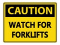 symbol Caution Watch for Forklifts Sign on white background