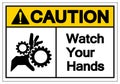 Caution Watch Your Hands Symbol Sign, Vector Illustration, Isolate On White Background Label. EPS10