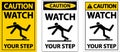 Caution Watch Your Step Sign On White Background Royalty Free Stock Photo