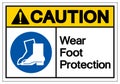 Caution Wear Foot Protection Symbol Sign,Vector Illustration, Isolated On White Background Label. EPS10