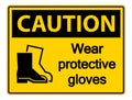 stmbol Caution Wear protective footwear sign on transparent background