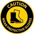 Caution Wear Protective Footwear Sign On White Background