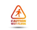 Caution wet floor icon. Human falling symbol. Royalty Free Stock Photo