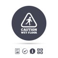 Caution wet floor icon. Human falling symbol. Royalty Free Stock Photo