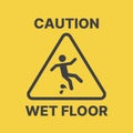 Caution wet floor yellow vector sign