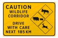 Caution wildlife corridor road sign