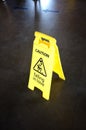 Caution yellow sign for warning, falling in love, on a floor Royalty Free Stock Photo