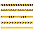 Caution yellow tape construct warning line on white background. website developed and not temporarily working for visitors. Under Royalty Free Stock Photo