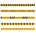 Caution yellow tape construct warning line on white background. website developed and not temporarily working for visitors. Under