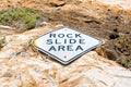 Cautionary Sign for Rockfall Hazard in Malibu, California