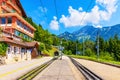 Caux cogwheel railway station in Switzerland