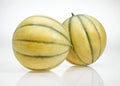 Cavaillon Melon, cucumis melo, Fruit against White Background Royalty Free Stock Photo
