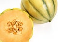 Cavaillon Melon, cucumis melo, Fruit against White Background Royalty Free Stock Photo