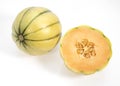 Cavaillon Melon, cucumis melo, Fruits on White Background Royalty Free Stock Photo