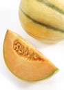 Cavaillon Melon, cucumis melo, Fruits on White Background Royalty Free Stock Photo