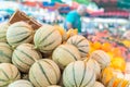 Cavaillon melon on the street food market provencal Royalty Free Stock Photo