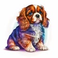 Cavalier Spaniel Dog Illustration: Adorable Pet Graphics for Dog Lover Art Enthusiasts.