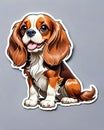 cavalier spaniel dog sticker isolated decal friendly pet