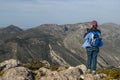 Cavall Verd, woman and landscape view over rocks and mountains Royalty Free Stock Photo