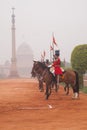 Cavalry outside Presidents Palace in red tunic