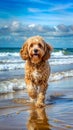 Cavapoo dog goes sea Royalty Free Stock Photo