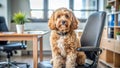 Cavapoo dog stay office Royalty Free Stock Photo