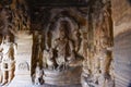 Cave 3 in Badami cave complex showing Maha Vishnu seated on Sheshanaga