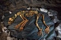 Cave bear skeleton on the ground Royalty Free Stock Photo