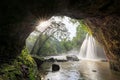 cave and big waterfall Royalty Free Stock Photo