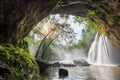Cave and big waterfall Royalty Free Stock Photo