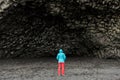 Cave and black basalt columns in Iceland