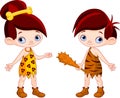 Cave boy and cave girl Royalty Free Stock Photo