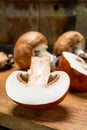 Cave brown champignon mushrooms ready to eat Royalty Free Stock Photo