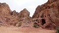 cave carved in red mountain rock