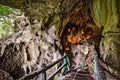 Cave entrance on the island of Catba. Dramatic scenery with stalagmites and stalactites. Trung Trang cave, Vietnam