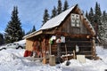 Cave exploration equipment hanged on a wooden cabin Royalty Free Stock Photo