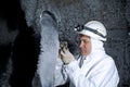 Cave explorer in the ice cave