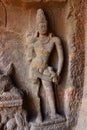 Cave 2, Exterior, left wall, large votive panel with Vajrapani. Aurangabad Caves, Aurangabad, Maharashtra