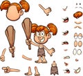 Cave girl with different expressions and body parts