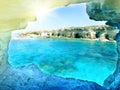 Cave rocky coast landscape mediterranean sea Cyprus island