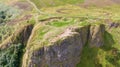 Cave Hill Belfast, Northern ireland. Aerial view on Cliffs. mountains and City